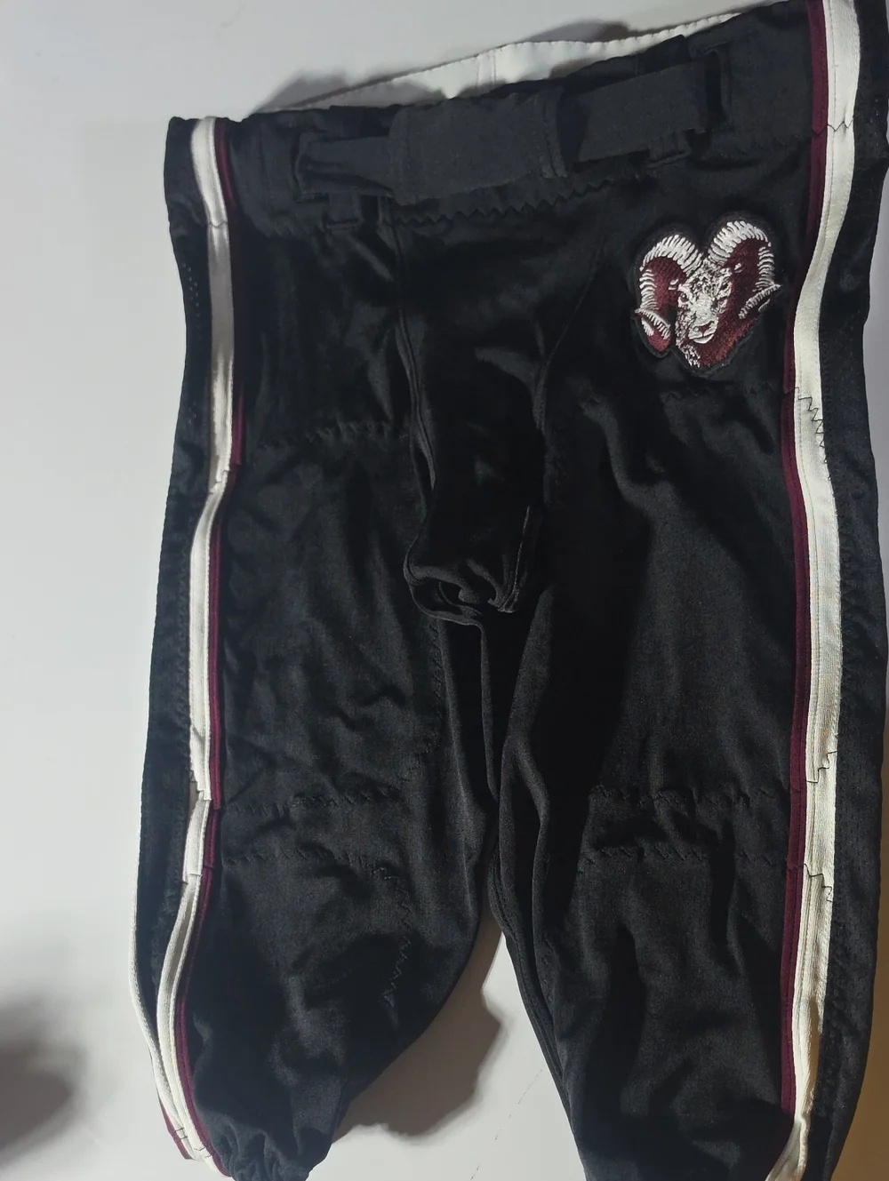 Kids Black Sweatpants with Maroon & White Side Stripes